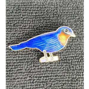 Vintage GARNAY Brooch Pin Bird Blue Jay Gold Tone Gemstone Jewelry Collectable